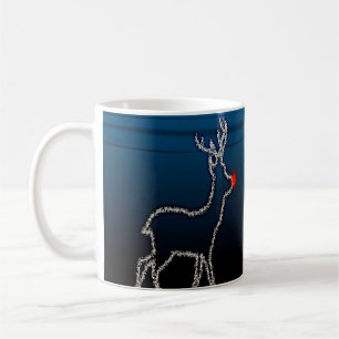 Christmas Party Reindeer Tree Blue Sky Shiny Stars Coffee Mug