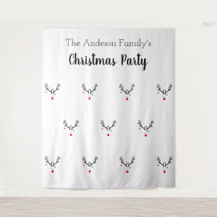 Christmas party reindeer white minimalist funny tapestry