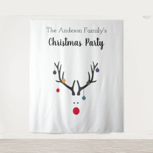 Christmas party reindeer white minimalist funny tapestry
