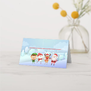 Christmas Party Santa Claus, Rudolph Snowman Elf Place Card