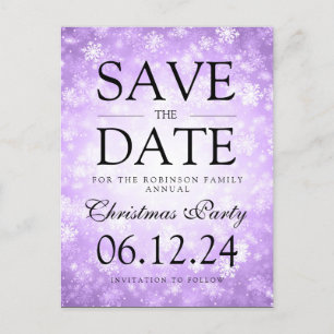 Christmas Party Save The Date Winter Purple Announcement Postcard