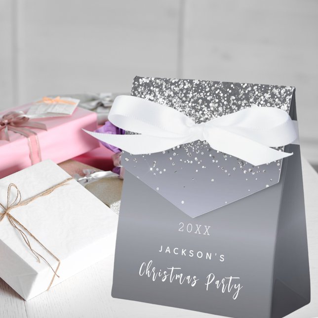 Christmas Party silver glitter sparkles Favor Box (Creator Uploaded)