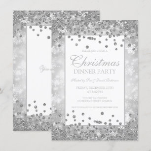 Christmas Party Silver Glitter Winter Wonder Invitation