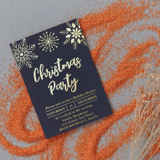 Christmas Party snowflake Gold Blue Modern