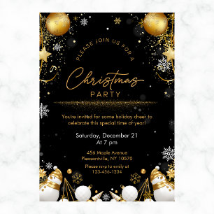 Christmas Party Snowflakes Sparkles and Snowmen  Invitation
