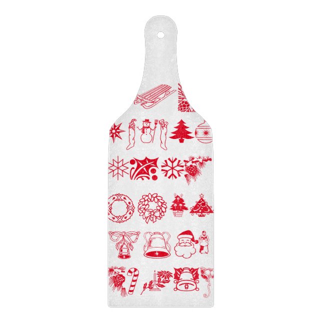 Christmas Party Snowman Santa Claus Workshop Cutting Board (Front)