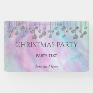 Christmas party sparkling rainbow holographic banner