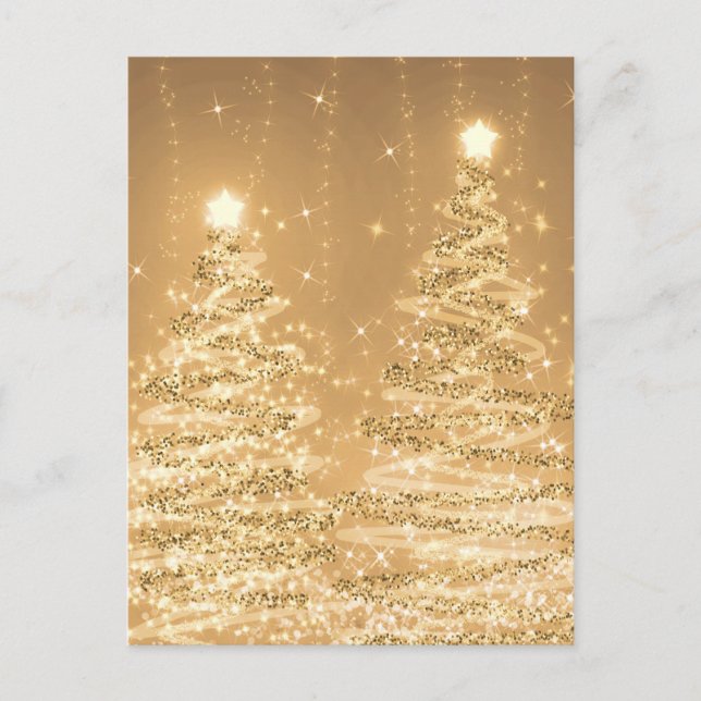 Christmas Party Sparkling Trees Copper  Postcard (Front)