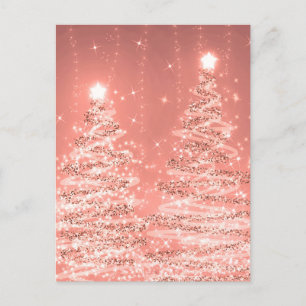 Christmas Party Sparkling Trees Rose Gold  Postcard