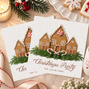 Christmas Party Sticker   Gingerbread House & Cand Napkin