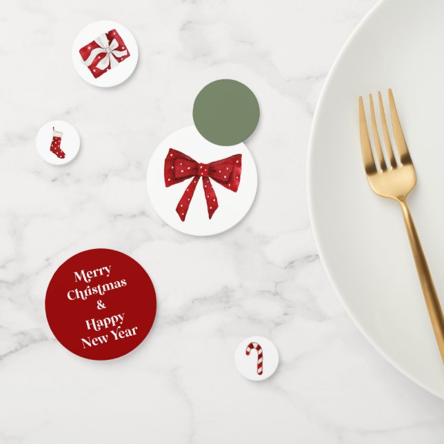 Christmas Party Table Confetti Red Bow Table Decor (Groupe)