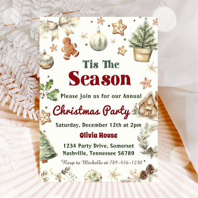 Christmas Party Tis The Season Cookies Invitation (Creator Uploaded)