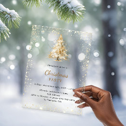 Christmas Party tree snow hand-drawn frosted Acrylic Invitations