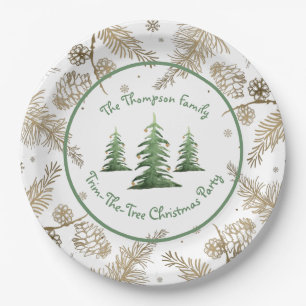 Christmas Party, Trim-The-Tree, Family Name,  Paper Plate