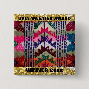 Christmas Party Ugly Sweater Contest Winner Award 2 Inch Square Button