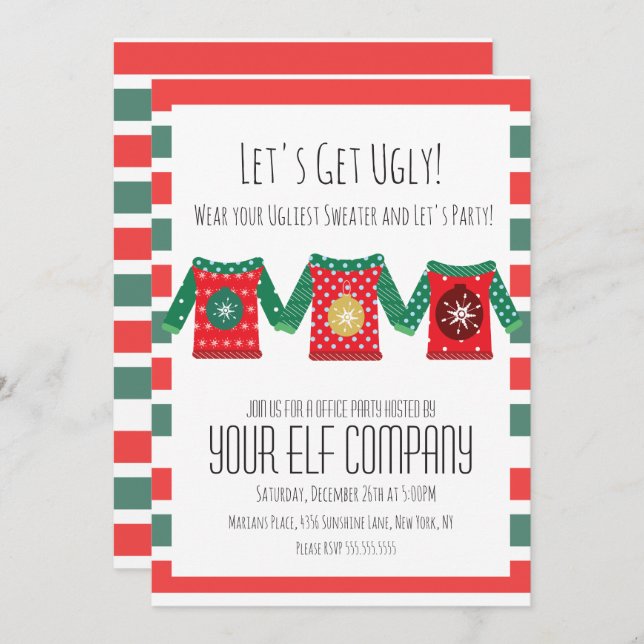 Christmas Party Ugly Sweaters Office Company Event Invitation (Front/Back)