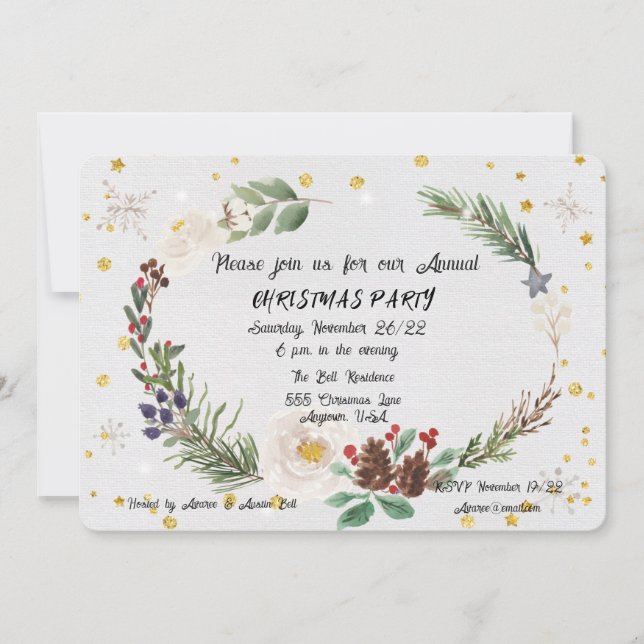 Christmas Party Watercolor Announcement (Front)