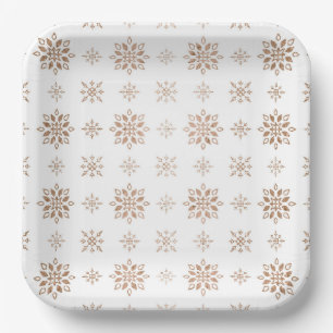 Christmas Party Watercolor Winter Snowflakes Paper Plate