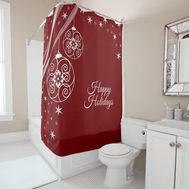 Christmas Party White Ornaments Stars Red Elegant (In Situ)