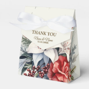 Christmas Party White Red Flowers Holidays Elegant Favor Box