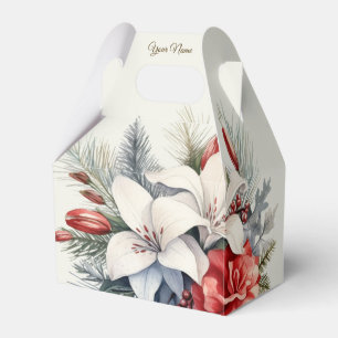 Christmas Party White Red Flowers Holidays Elegant Favor Box