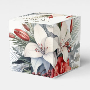 Christmas Party White Red Flowers Holidays Elegant Favor Box
