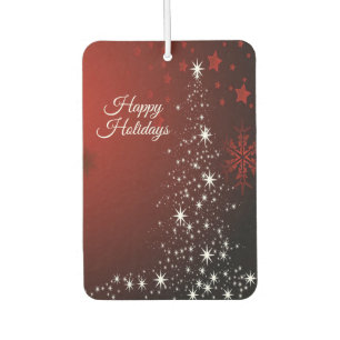 Christmas Party White Stars Tree Red Snowflakes Air Freshener