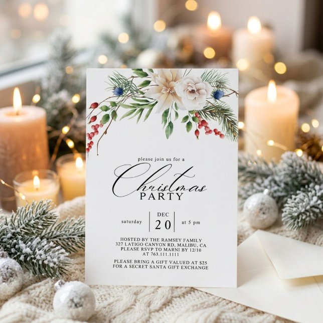Christmas Party Winter Botanical  Invitation (Creator Uploaded)