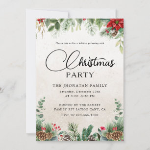 Christmas Party Winter Botanical Invitation