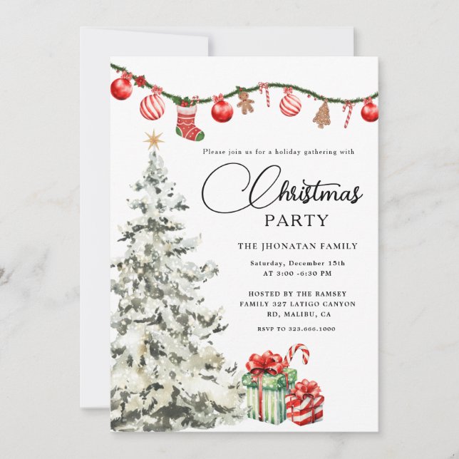 Christmas Party Winter Botanical Invitation (Front)