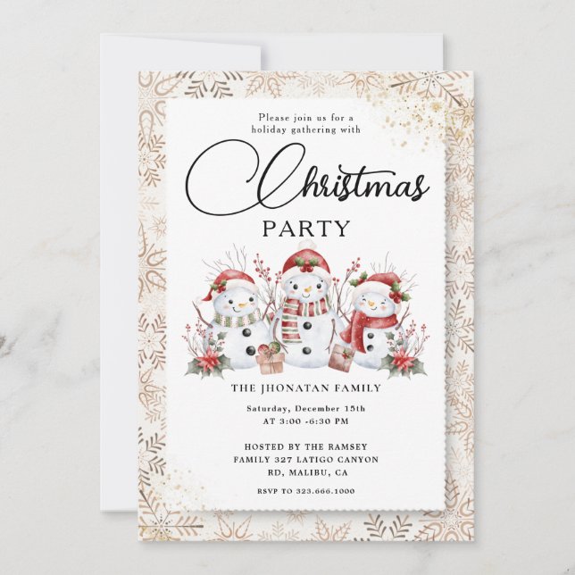 Christmas Party Winter Botanical Invitation (Front)