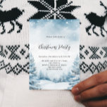 Christmas party winter forest snow landscape invitation<br><div class="desc">Watercolored winter forest with snow as background. Christmas Party written with modern and trendy large hand lettered style script. Personalize and add your party information.</div>