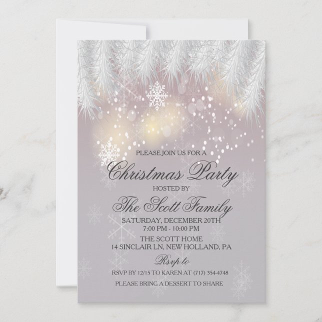 Christmas Party Winter Snowflake Invitation (Front)