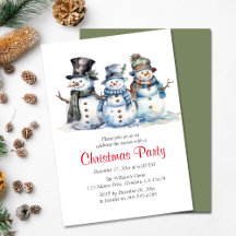 Christmas Party Winter Snowman Holiday Invitation