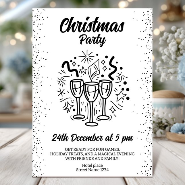 Christmas Party with Champagne Glasses Invitation (Creator Uploaded)