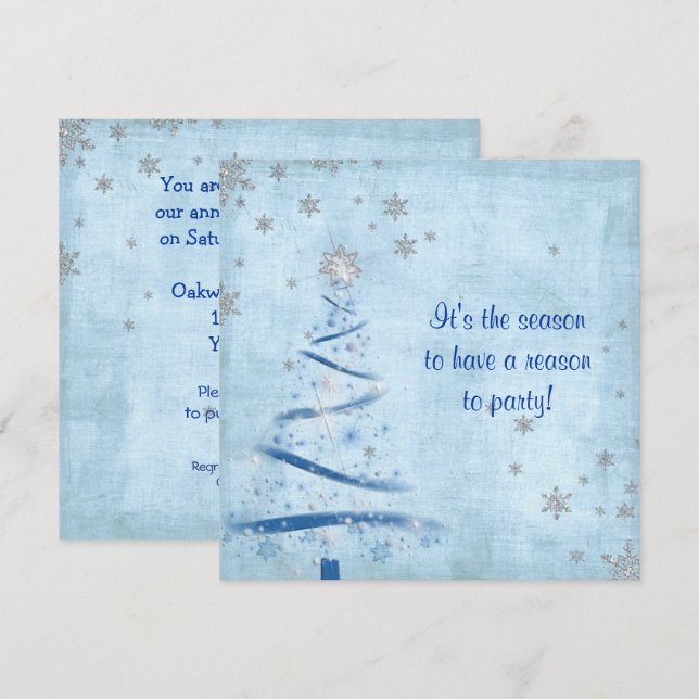Christmas party with silver snowflakes invitation (Front/Back)