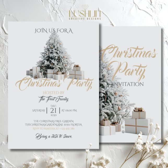 Christmas Party with Tree and Presents Invitation  (Creator Uploaded)