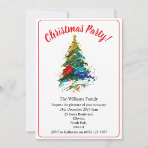 Christmas Party Xmas Tree Oil Painting Invitation