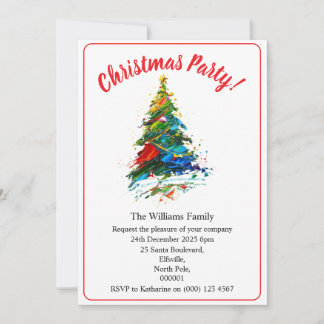 Christmas Party Xmas Tree Oil Painting Invitation