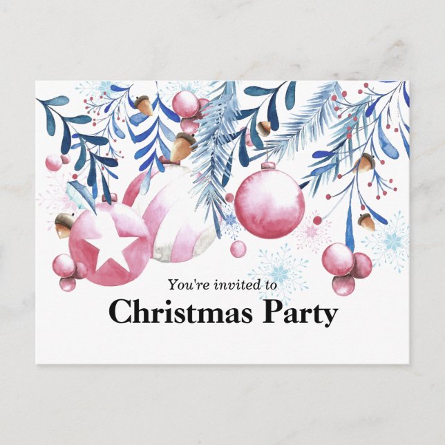 Christmas Party xmas tree Postcard invitation (Front)