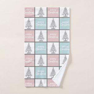 Christmas Pastel Blue and Pink Modern Pattern Hand Towel