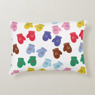 Christmas Pastel Cozy Winter Gloves Accent Pillow