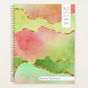 Christmas pastel wavy golden watercolor planner