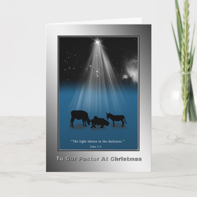 Christmas, Pastor, Religious, Nativity, Card (Front)