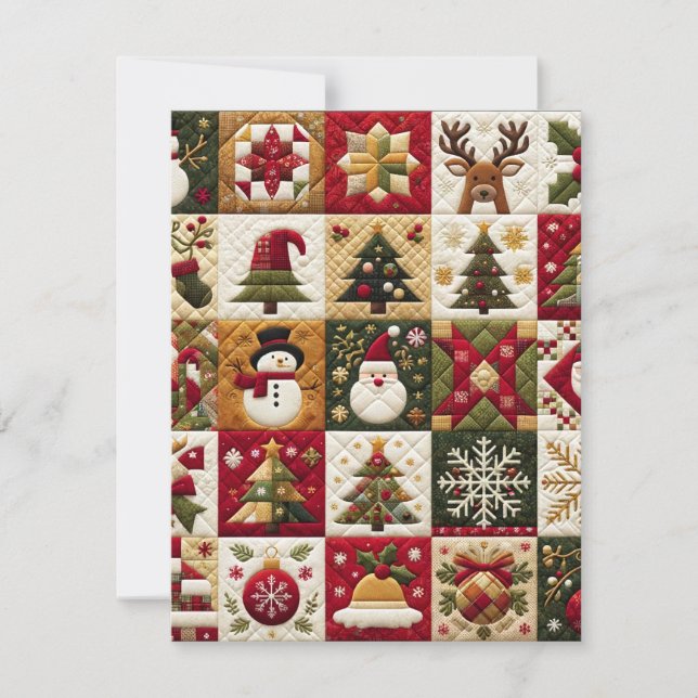 Christmas Patchwork Holiday Charm Greeting Card (Front)