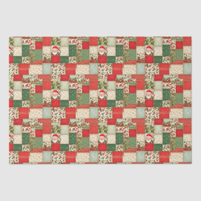 Christmas Patchwork in Red and Green Tissue Paper (Front)