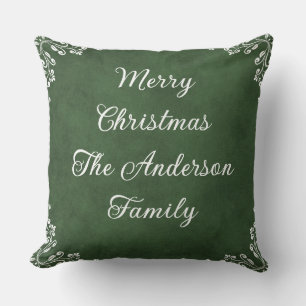  Christmas Patchwork Personalized Family Name Throw Pillow