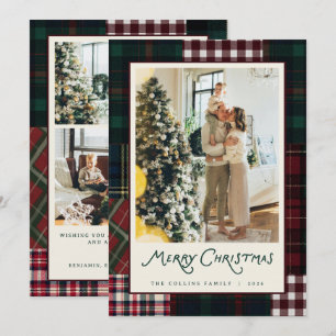 Christmas Patchwork Plaid Christmas Family Photo Holiday Card