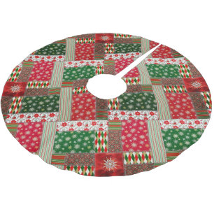 Christmas Patchwork Quilt Brushed Polyester Tree Skirt