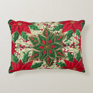 Christmas Patchwork Throw Pillow Cover Green & Red